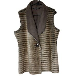 Brown Faux Fur Vest by Cheryl Nash Women’s Size Medium